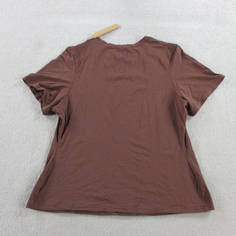 SKIMS Fits Everybody Short Sleeve T Shirt Womens XL Cocoa Brown Stretch NWT - Picture 4 of 10